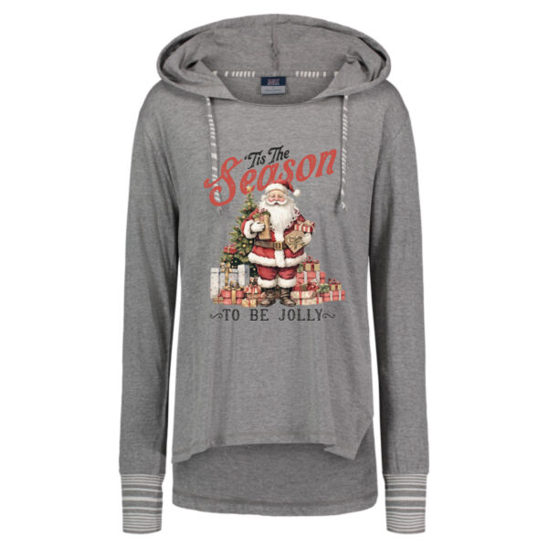 Tis the Season Santa - Women's Heathered Jersey Hooded Tunic Thumbnail