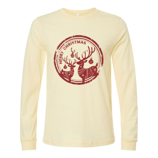 Merry Christmas Deer - Heather CVC Long Sleeve Tee 2 Thumbnail