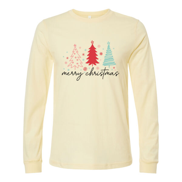 Merry Christmas Trees - Heather CVC Long Sleeve Tee Thumbnail