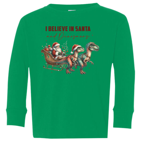 Santa and Dinosaurs Toddler - Toddler Fine Jersey Long Sleeve Tee Thumbnail