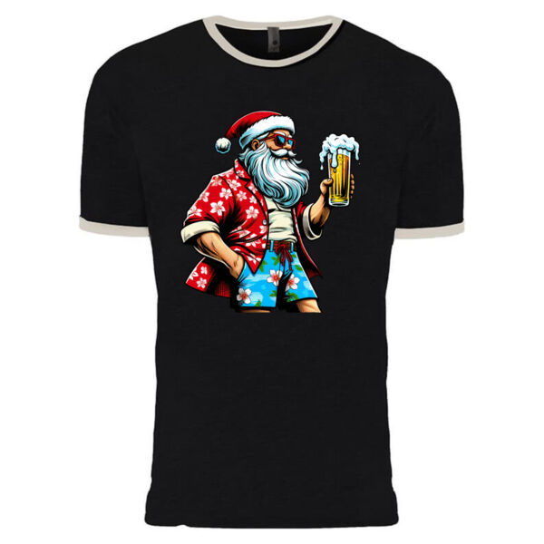 Santa Beer - Cotton Ringer T-Shirt Thumbnail