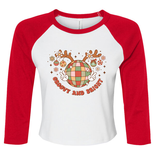 Groovy and Bright - Women's Micro Rib 3/4 Raglan Sleeve Baby Tee Thumbnail