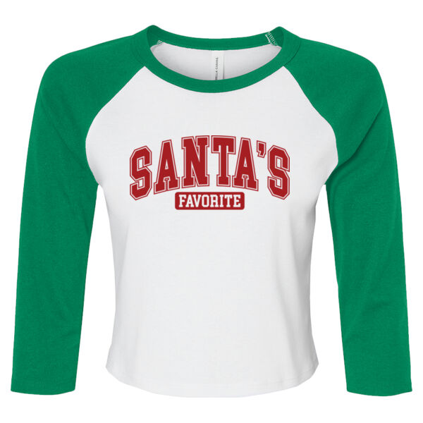 Santa's Favorite - Women's Micro Rib 3/4 Raglan Sleeve Baby Tee Thumbnail