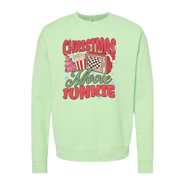 Christmas Movie Junkie - Unisex Fleece Crewneck Sweatshirt Thumbnail