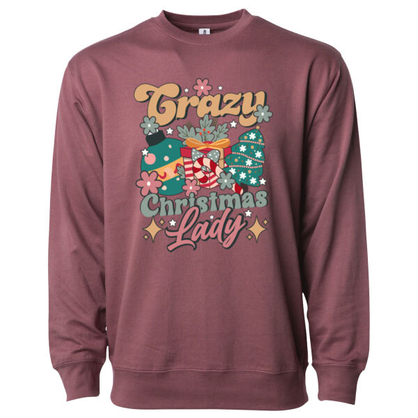 Crazy Christmas Lady - Icon Lightweight Loopback Terry Crewneck Sweatshirt Thumbnail
