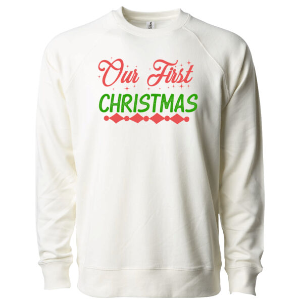Our First Christmas - Icon Lightweight Loopback Terry Crewneck Sweatshirt Thumbnail